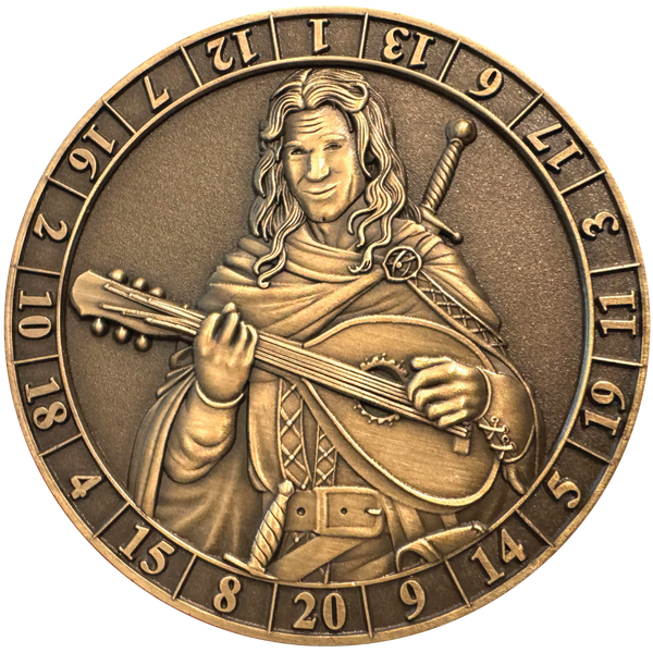 Load image into Gallery viewer, Photo of d20 Bard Dice Coin