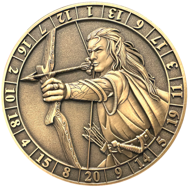 Load image into Gallery viewer, Photo of Dice Coin d20 Elf Ranger