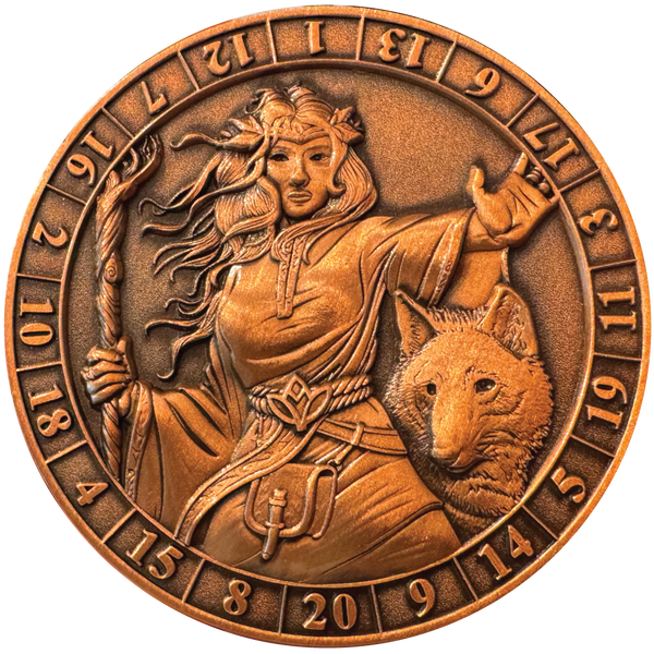 Load image into Gallery viewer, Photo of d20 Female Druid Dice Coin