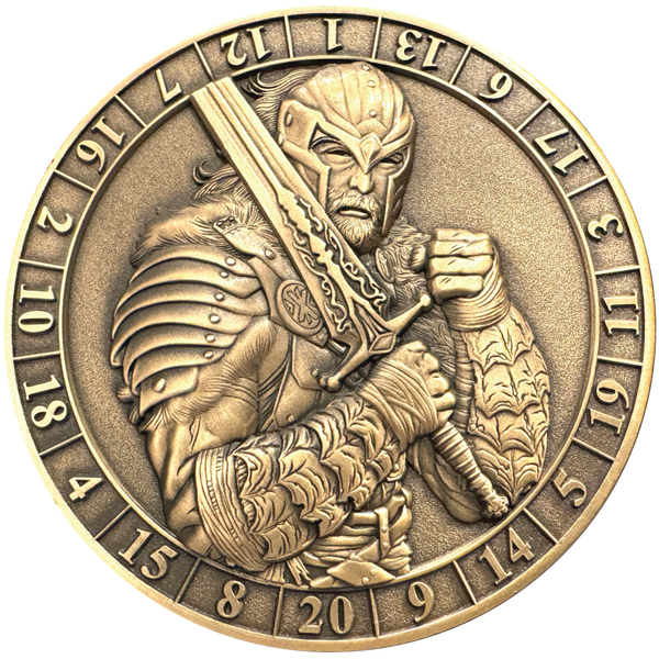 Load image into Gallery viewer, Photo of Dice Coin d20 Male Human Fighter