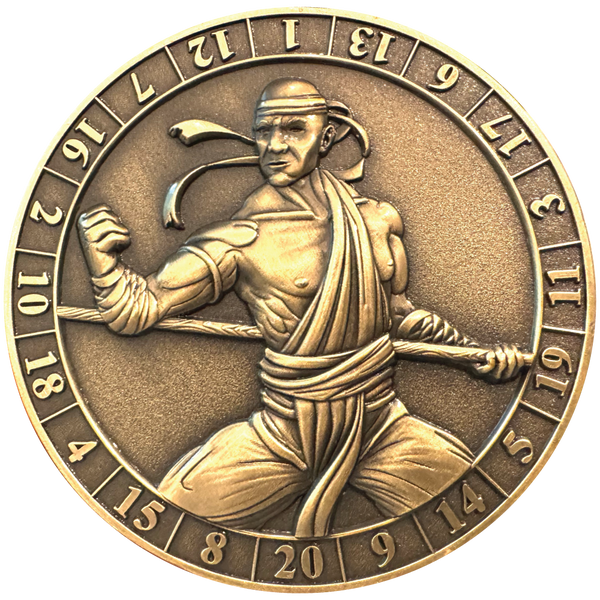 Load image into Gallery viewer, Photo of d20 Monk Dice Coin
