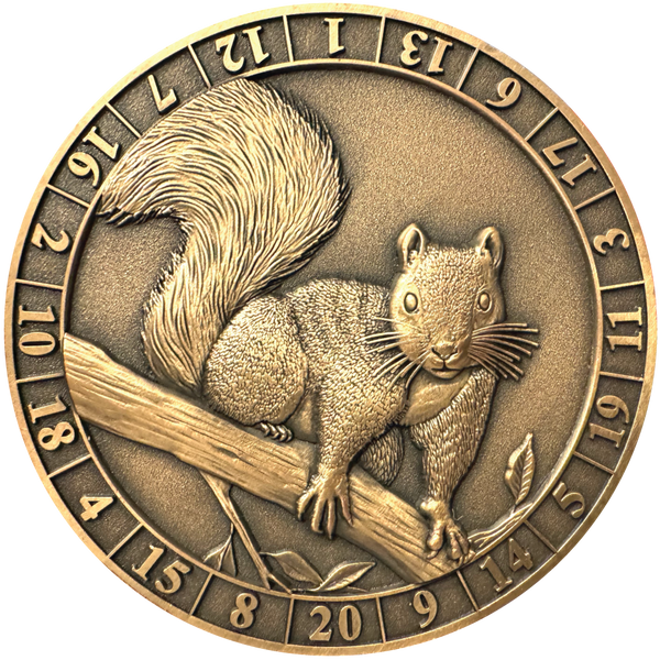 Load image into Gallery viewer, Photo of Dice Coin d20 Squirrel Familiar