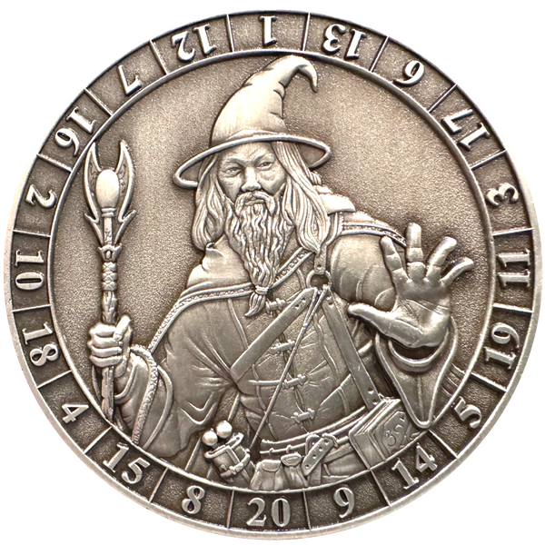 Load image into Gallery viewer, Photo of Dice Coin d20 Human Wizard