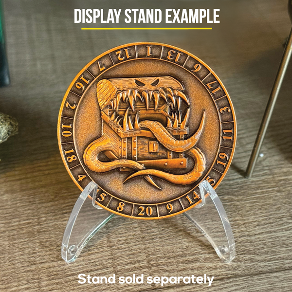 Load image into Gallery viewer, Photo showing a Dice Coin on a display stand. Stands sold separately.
