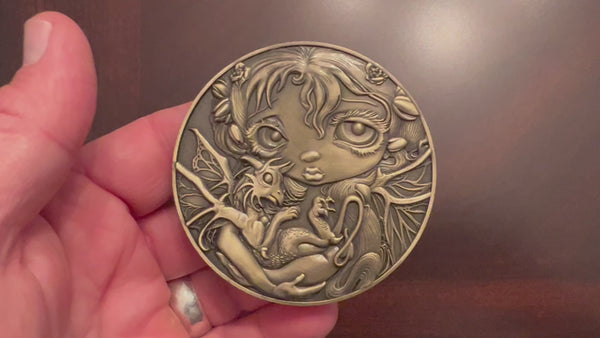 Load and play video in Gallery viewer, Jasmine Becket-Griffith&#39;s &quot;Darling Dragonling 4&quot; Goliath Coin
