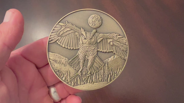 Load and play video in Gallery viewer, Owl Goliath Coin