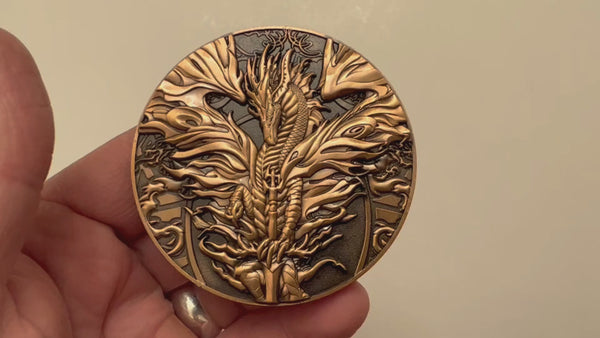 Load and play video in Gallery viewer, Ruth Thompson's "Flameblade" Goliath Coin
