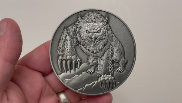 Load and play video in Gallery viewer, Video has no audio.  Video shows coin that is depicted on this product page, being held in hand and flipped over