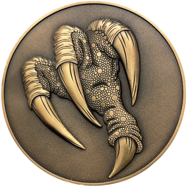Load image into Gallery viewer, Gold metal coin with Griffon claws
