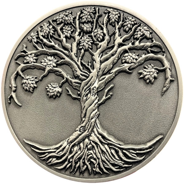 Load image into Gallery viewer, Silver metal coin showing Tree of Life
