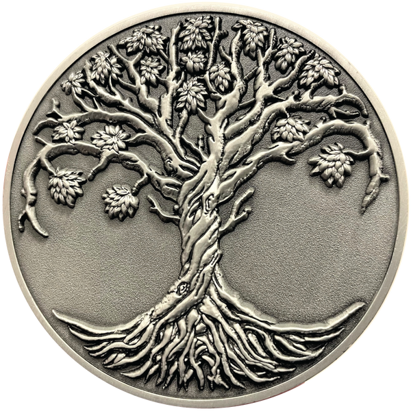 Load image into Gallery viewer, Silver metal coin showing Tree of Life