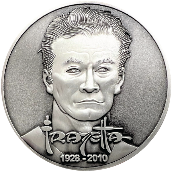 Load image into Gallery viewer, Silver Metal coin showing Frazetta portrait, name, and years 1928-2010