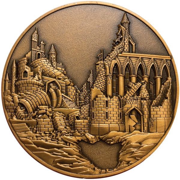 Load image into Gallery viewer, Copper metal coin with city in ruins