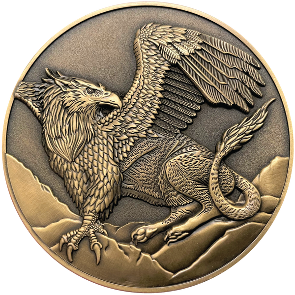 Load image into Gallery viewer, Gold metal coin with Griffon
