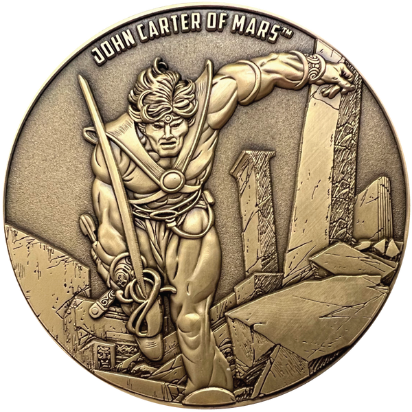 Load image into Gallery viewer, Gold metal coin showing John Carter of Mars
