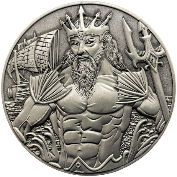 Load image into Gallery viewer, Silver metal coin with Poseidon
