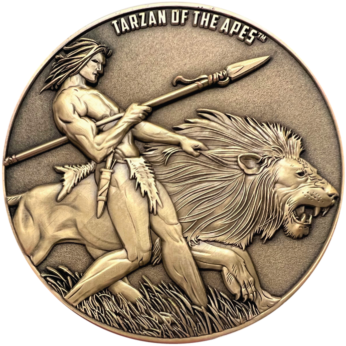 Gold metal coin showing Tarzan of the Apes