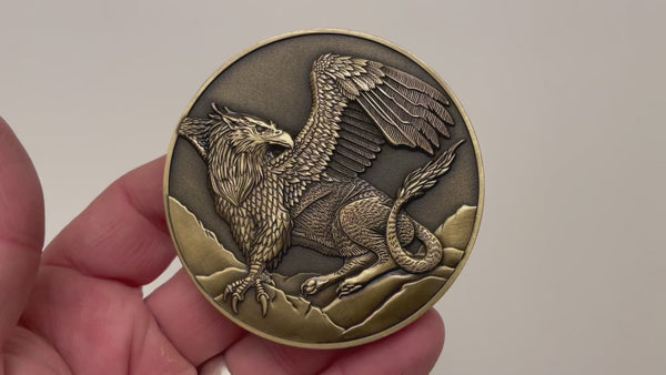 Load and play video in Gallery viewer, Video has no audio.  Video shows coin that is depicted on this product page, being held in hand and flipped over