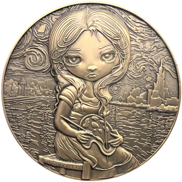 Load image into Gallery viewer, Jasmine Becket-Griffith&#39;s &quot;Alice in a Van Gogh Nocturne&quot; Goliath Coin
