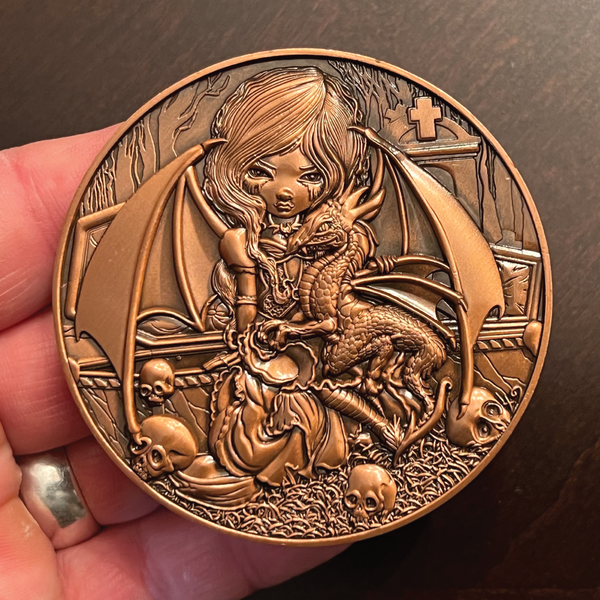 Load image into Gallery viewer, Jasmine Becket-Griffith&#39;s &quot;Vampire Dragonling&quot; Goliath Coin
