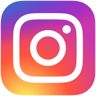 Icon showing Instagram logo.  Square logo with purple, orange, and pink colors with white circular lines