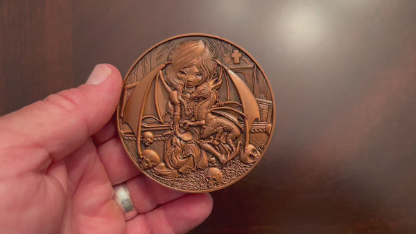 Load and play video in Gallery viewer, Jasmine Becket-Griffith&#39;s &quot;Vampire Dragonling&quot; Goliath Coin

