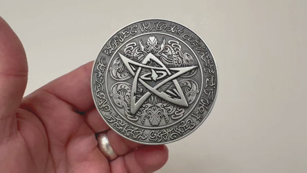 Load and play video in Gallery viewer, Call of Cthulhu &quot;Elder Sign&quot; Goliath Coin
