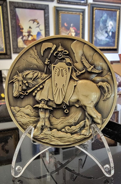 Load image into Gallery viewer, Death Dealer on stand at Frazetta museum
