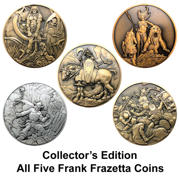 Load image into Gallery viewer, Photo showing Death Dealer, Barbarian, Huntress, Destroyer, and Warrior with Ball and Chain coins
