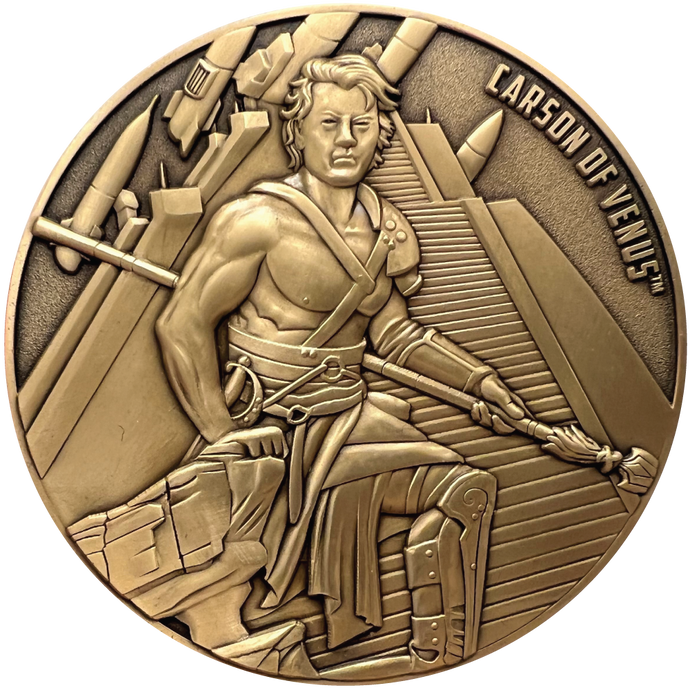 Gold metal coin showing Carson of Venus