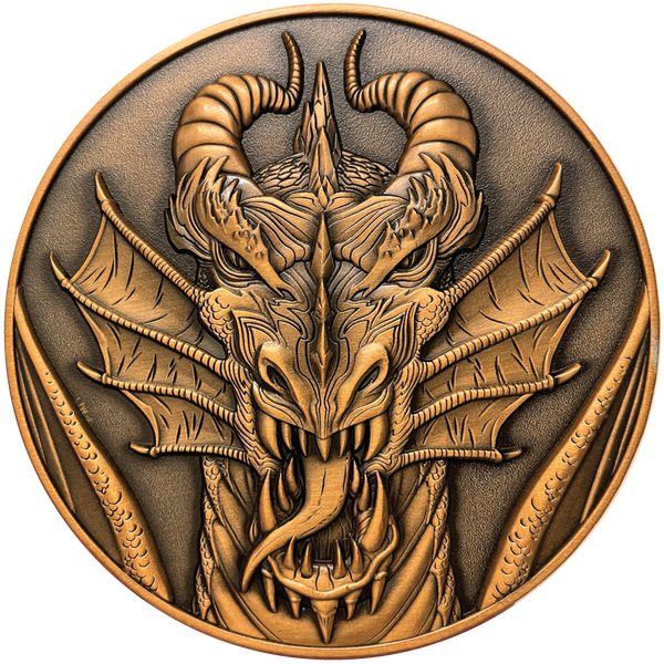 Load image into Gallery viewer, Copper metal coin with dragons head
