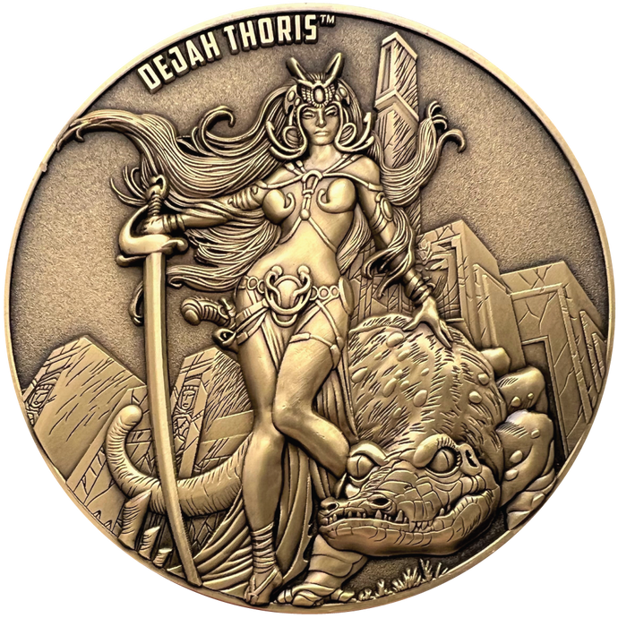 Gold metal coin showing Dejah Thoris