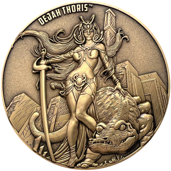Load image into Gallery viewer, Gold metal coin showing Dejah Thoris
