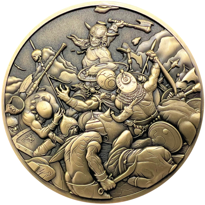 Gold metal coin showing Destroyer