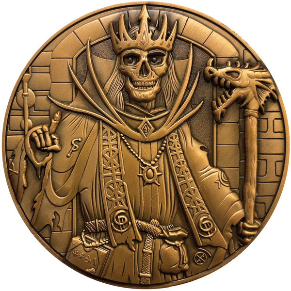 Load image into Gallery viewer, Copper metal coin showing Lich
