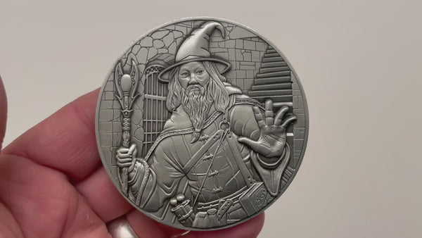 Load and play video in Gallery viewer, Video has no audio.  Video shows coin that is depicted on this product page, being held in hand and flipped over
