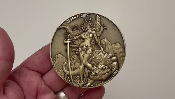 Load and play video in Gallery viewer, Video has no audio.  Video shows coin that is depicted on this product page, being held in hand and flipped over
